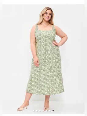 Fit & Flare Sleeveless Linen-Blend Midi Dress Size XXL